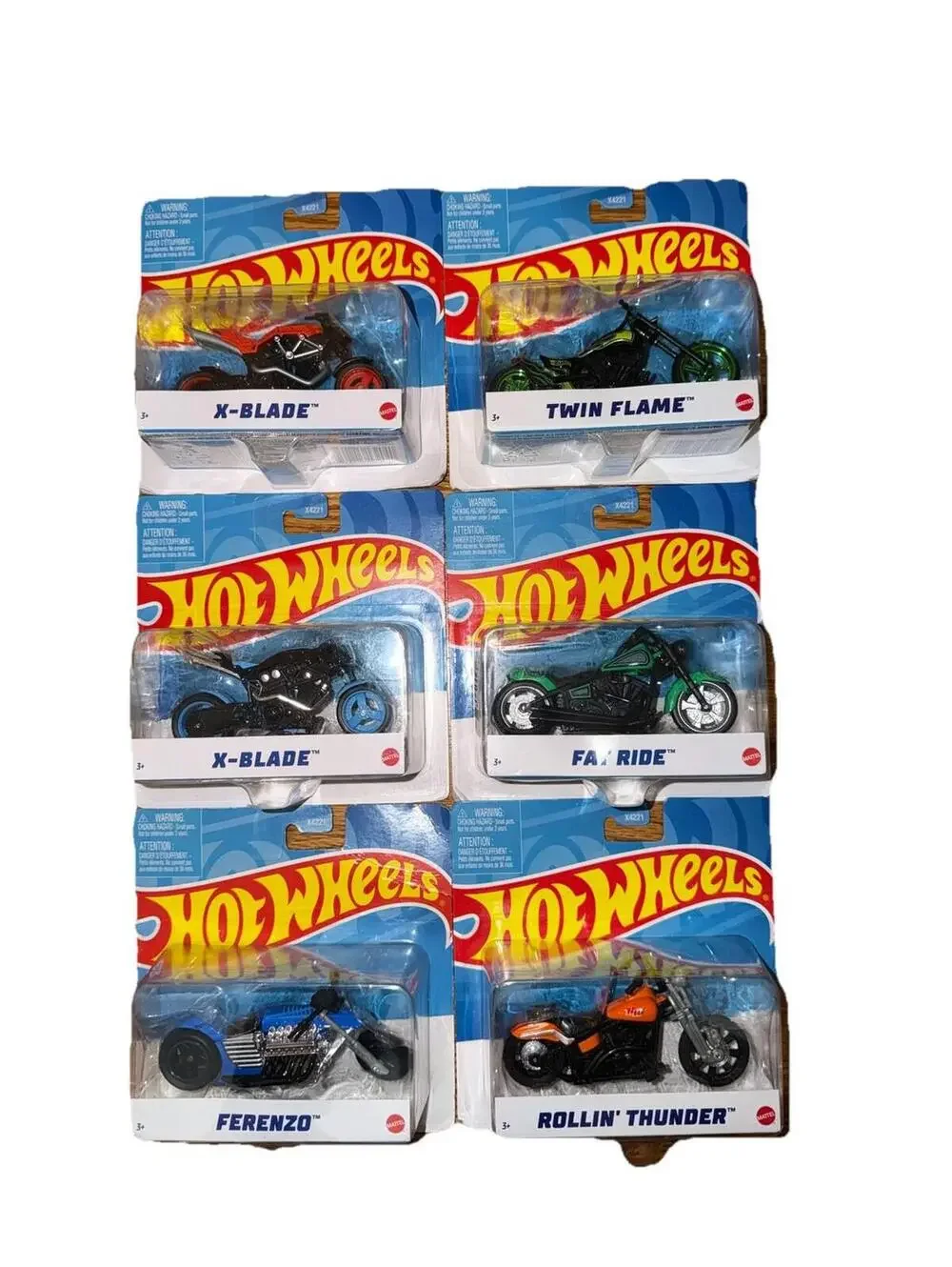 Hot Wheels Motorcycles Assortment X4221 Complete Set Of 6 - X-Blade, Twin Flame